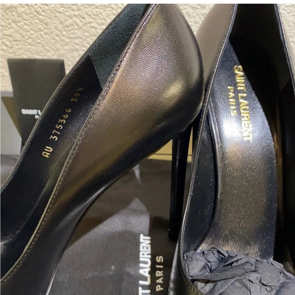Saint Laurent black leather heels size 39.5 euro - Picture 4 of 6